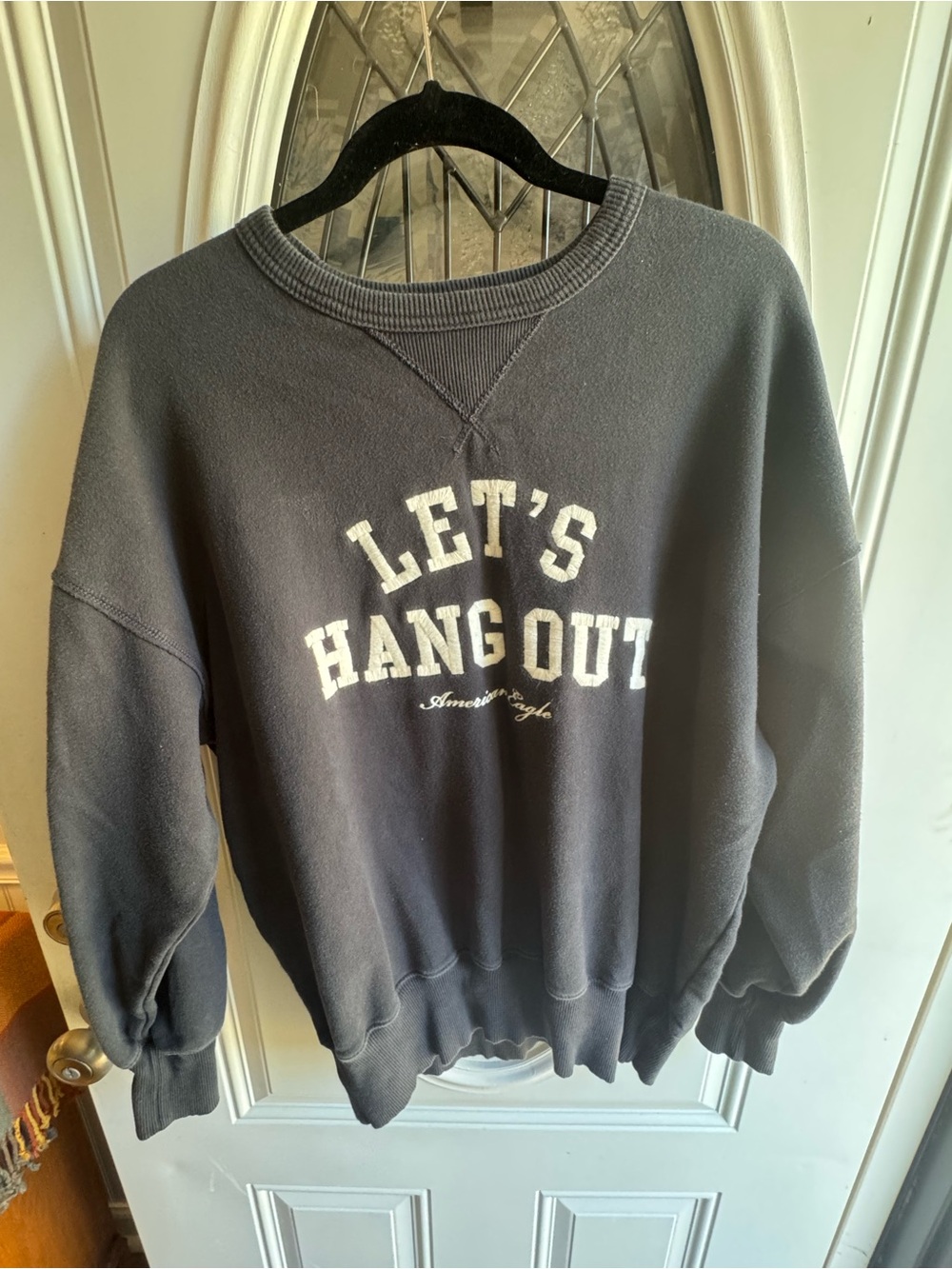American Eagle Let’s Hang Out Oversized Sweatshirt XS Embroidered Crewneck